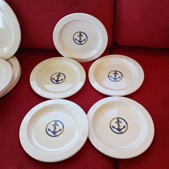 Set of Guzzini Italy Anchor Plates Melamine Dinner Salad Plates Set of 11 - Picture 2 of 11